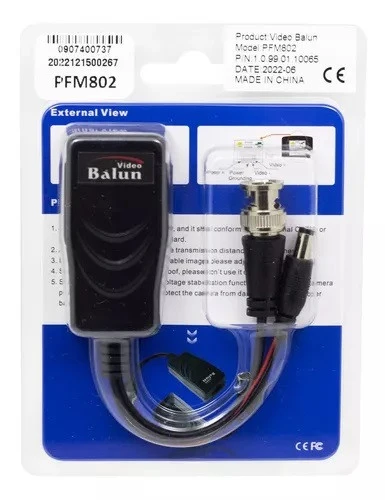 Balun Pasivo Hdcvi 4mp Con Alimentación Pfm802 Dahua